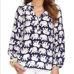 Lilly Pulitzer Elsa Top in Tusk In Sun Navy